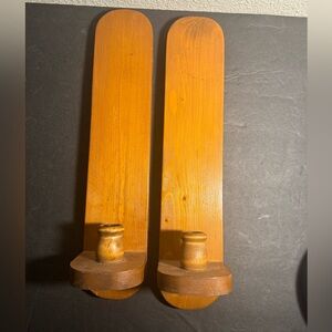 Vintage Oak Wooden Candle Scones